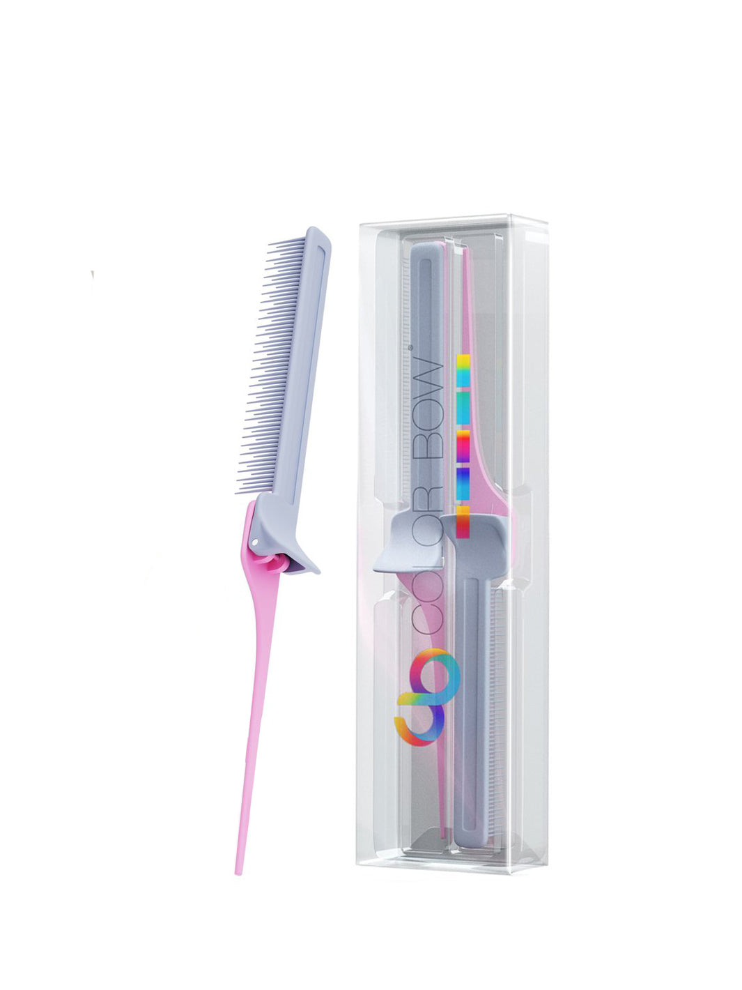 Color Bow Rat Tail Clip Comb - 2 Pack