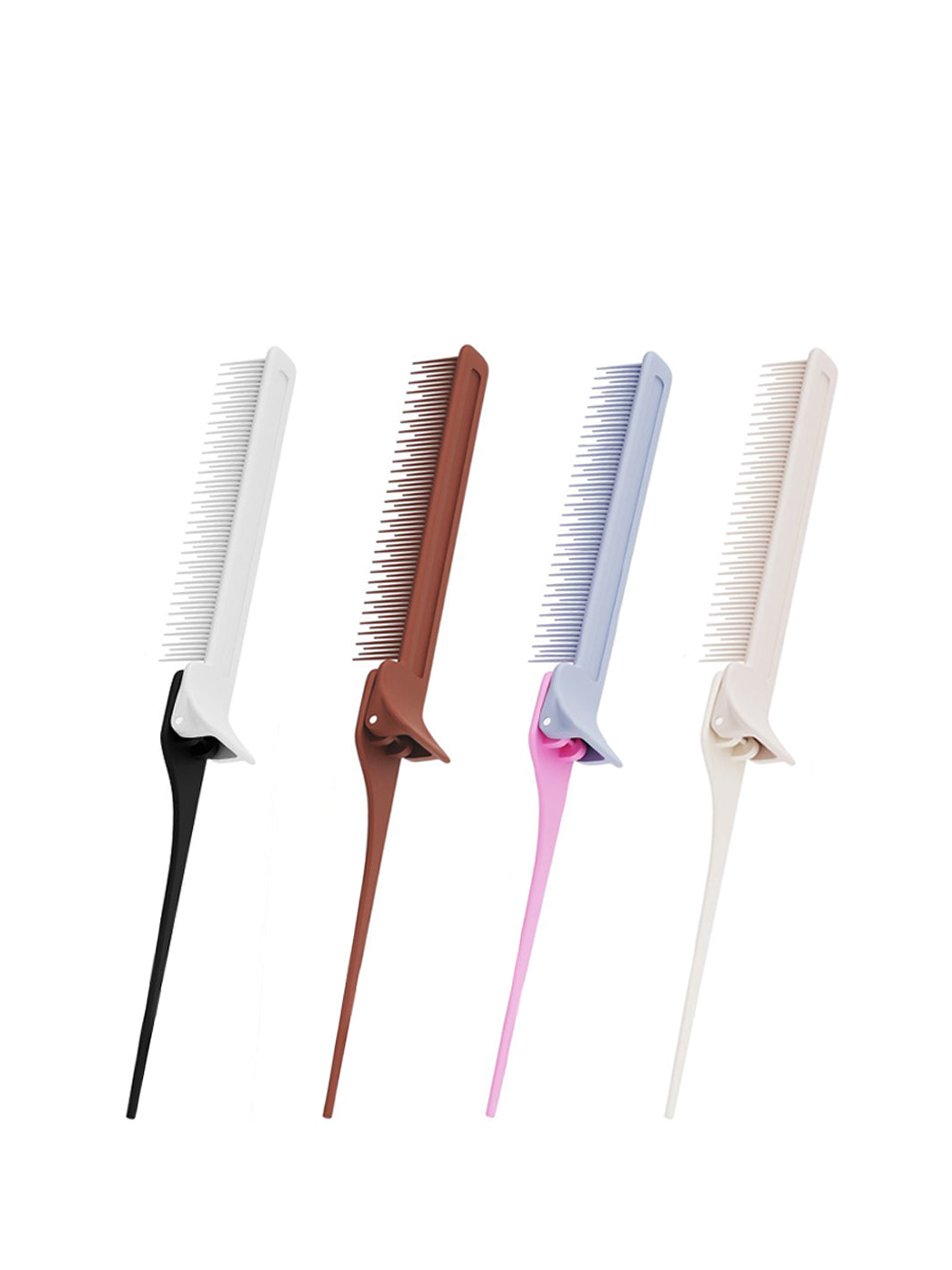 Color Bow Rat Tail Clip Comb - 2 Pack