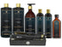 Set of Belma Cosmetics hair care products including shampoo, treatment, and mask with a hair dryer on a white background.